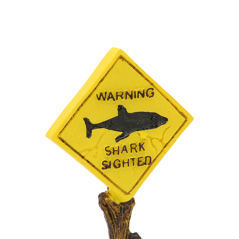 Aquarium Fish Shark - Resin Shark Warning Board Ornament Yellow