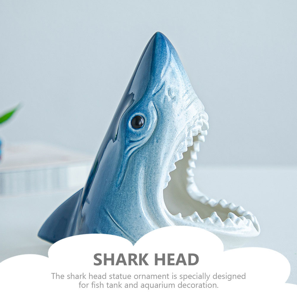 Ceramic Shark Head Statue Fish - Aquarium Fish Shark incelemesi ve fiyatı