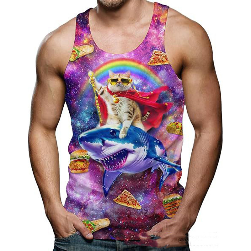Funny Shark Cat 3D Print Tank  - Aquarium Fish Shark incelemesi ve fiyatı