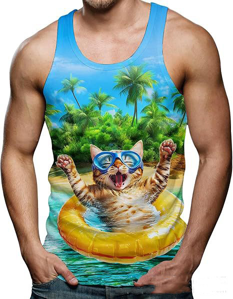 Funny Shark Cat 3D Print Tank  - Aquarium Fish Shark incelemesi ve fiyatı